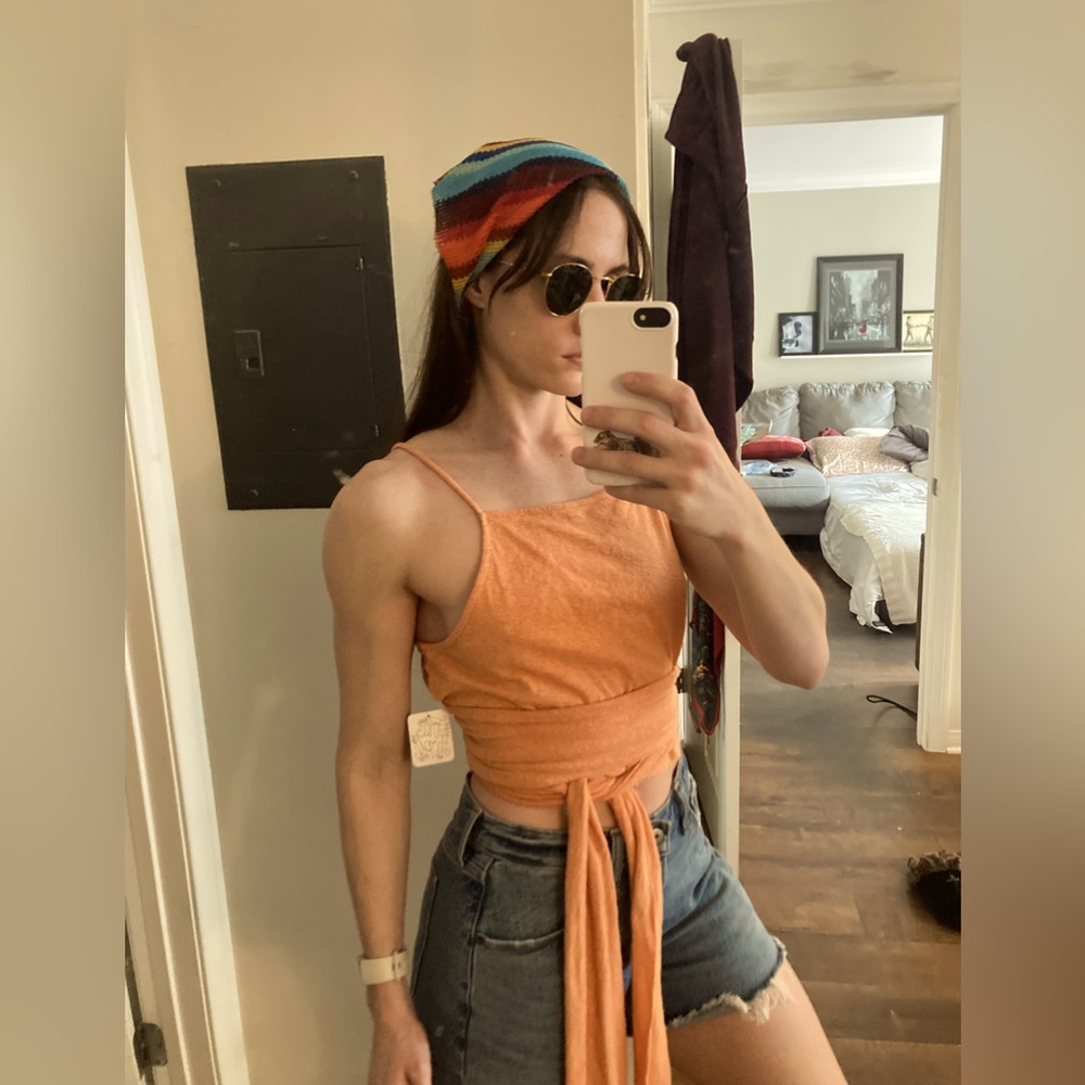 Free People Orange Wrap Top